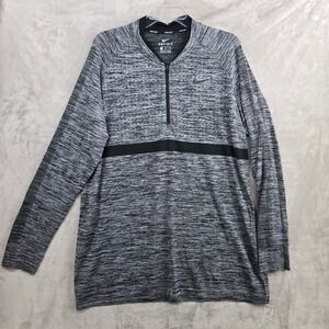 Nike Golf‎ Dri Fit band collar Mens Golf Pullover 1/4 Zip Long Sleeve XL Gray